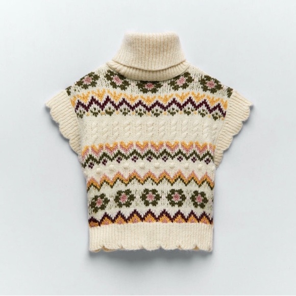NWT ZARA Jacquard Knit Vest L Blogger’s Favorite - Picture 8 of 9